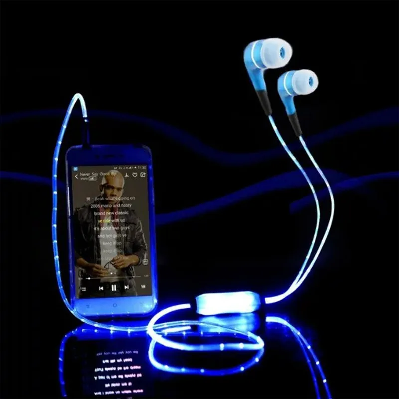 
Best selling headphone cable Visble EL Flowing LED Light Earphone wired headset for Sports 