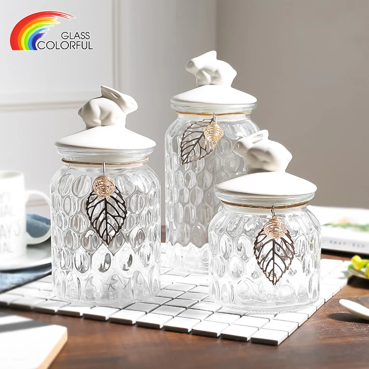 Home kitchen used glass jar containers glass storage jar glass jar with ceramic lid