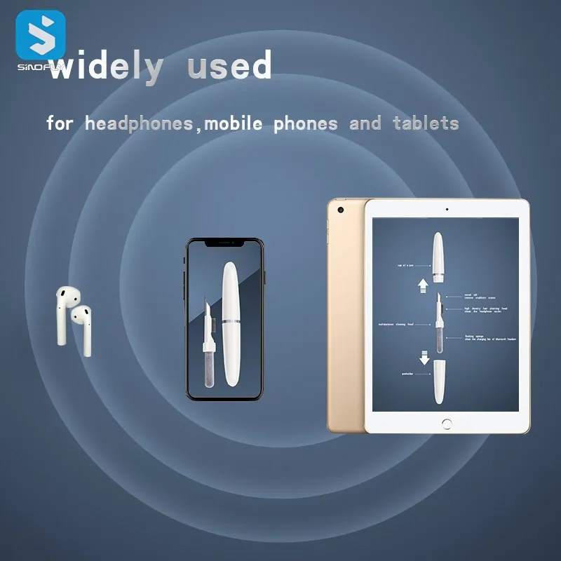 High Quality 3 in 1 Multifunctional Earphone Cleaner pen Kit limpiador de Multi Cleaning Pen For Air pods