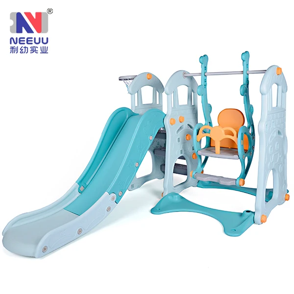 High Quality Plastic Castle Combination Slide And Swing  With EN71-TUV For Kids