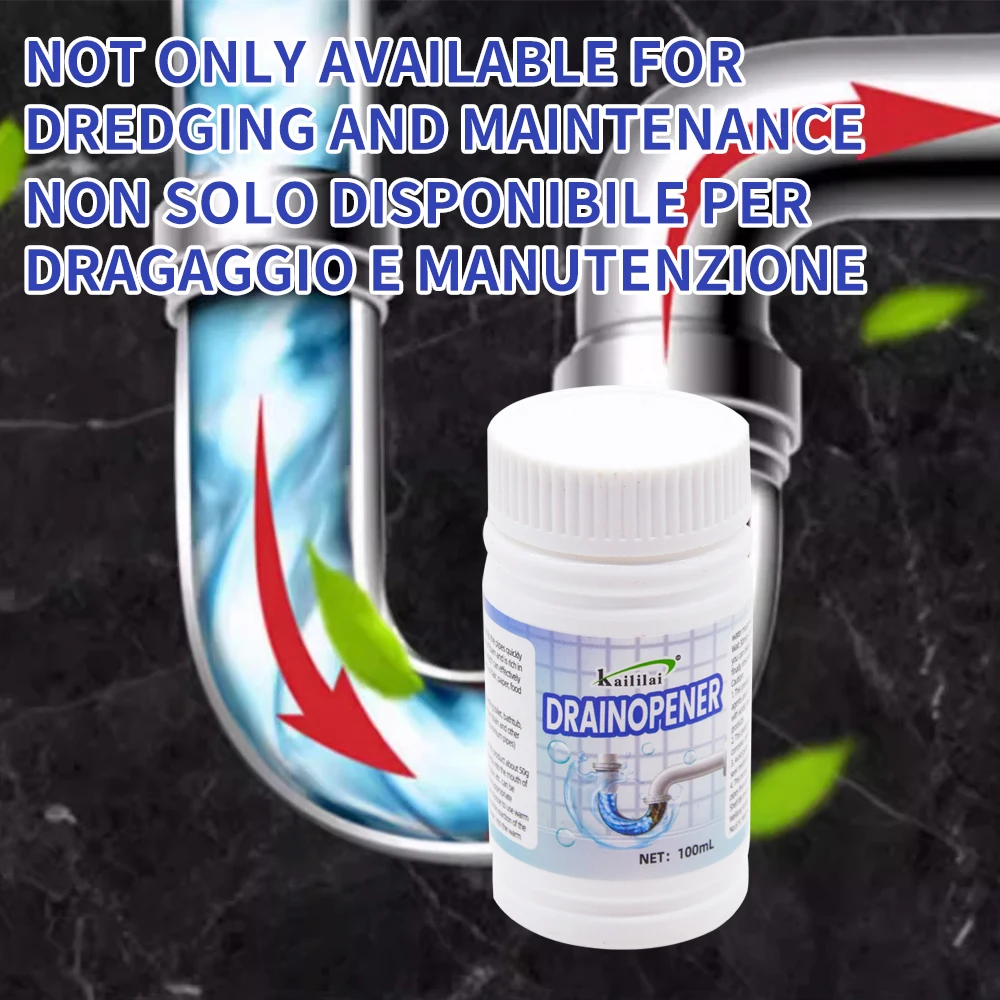 Powerful Kitchen & Bathroom Sink Drain Cleaner Strong Pipe Dredging Agent with Effective Powder