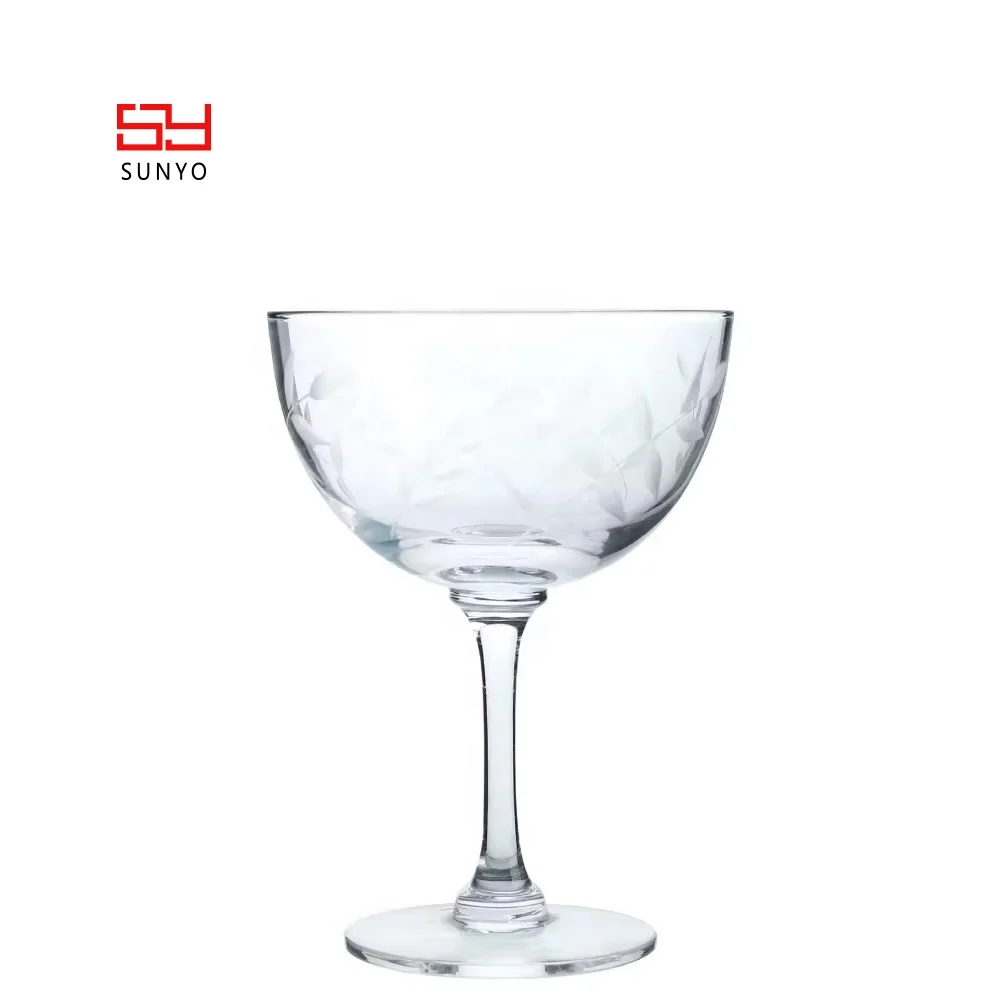 Wholesale Custom Personalized Calcium Free Glass Unique Branch Pattern Cocktail Glass Martini Glass