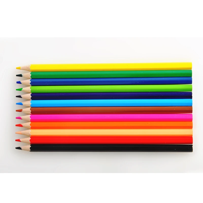 customized logo 7inches 12 color wooden pencil for office and school