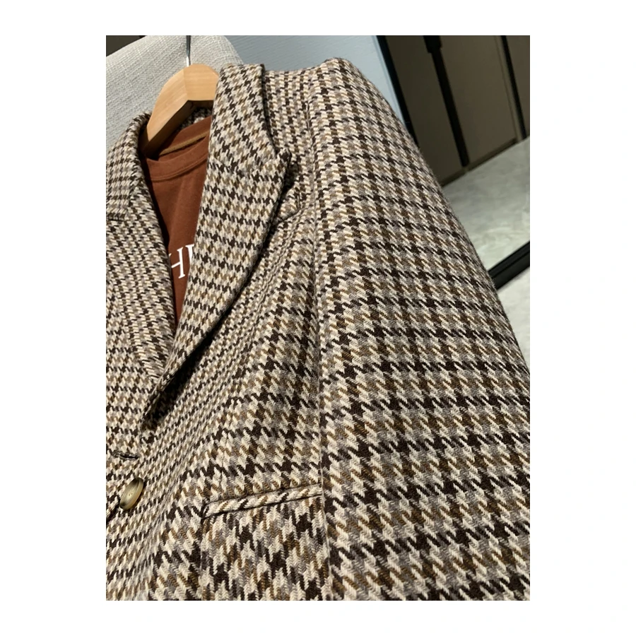 
Factory Top Quality Supply Houndstooth Plaid Ladies Wool Suits 