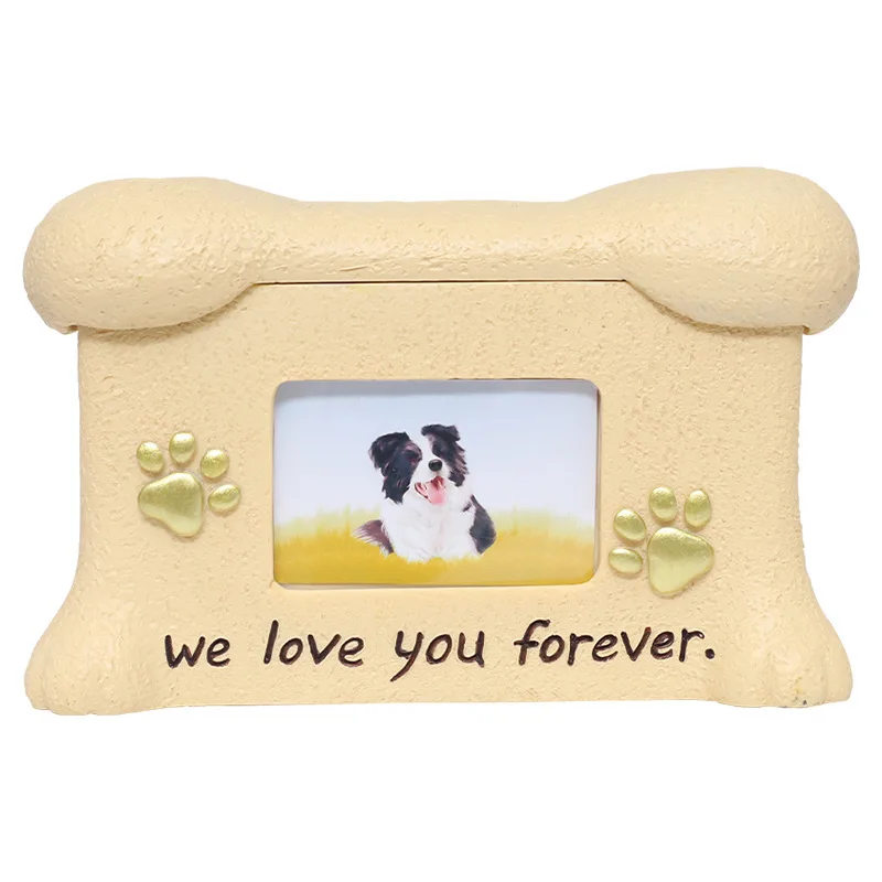 Manufacturers Wholesale Sale Creative Resin Pet Funeral Supplies Coffin with Photo Frame Cat Dog Urns for Pet