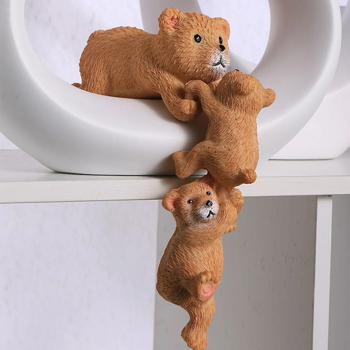 wholesale Resin Animal Model garden Decoration Three brown teddy bear Sculpture Ornaments art cute bear family statue