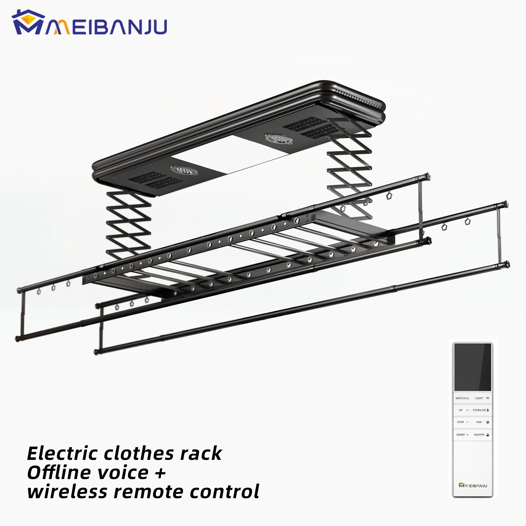 Intelligent clothes rack balcony home remote control lifting voice control drying lighting full-function electric clothes rack