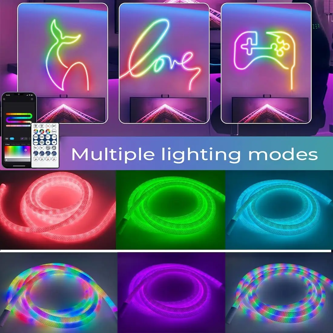 Factory Outdoor Color Changing Waterproof Christmas Smart Strip Light Party Flexible RGB Neon Rope Light Led Neon Strip Light