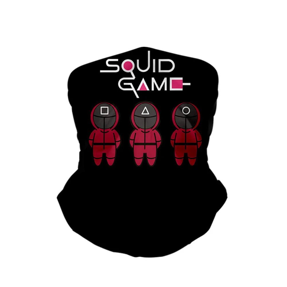 Лидер продаж, популярная наружная продукция из игры кальмар, маска для верховой езды с 3D цифровой печатью, солнцезащитный козырек для косплея, теплый шарф-маска для мужчин