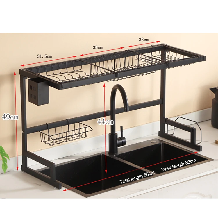 Adjustable Stainless Steel Dish Drainer Rack Kitchen Over The Sink Dish Drying Rack