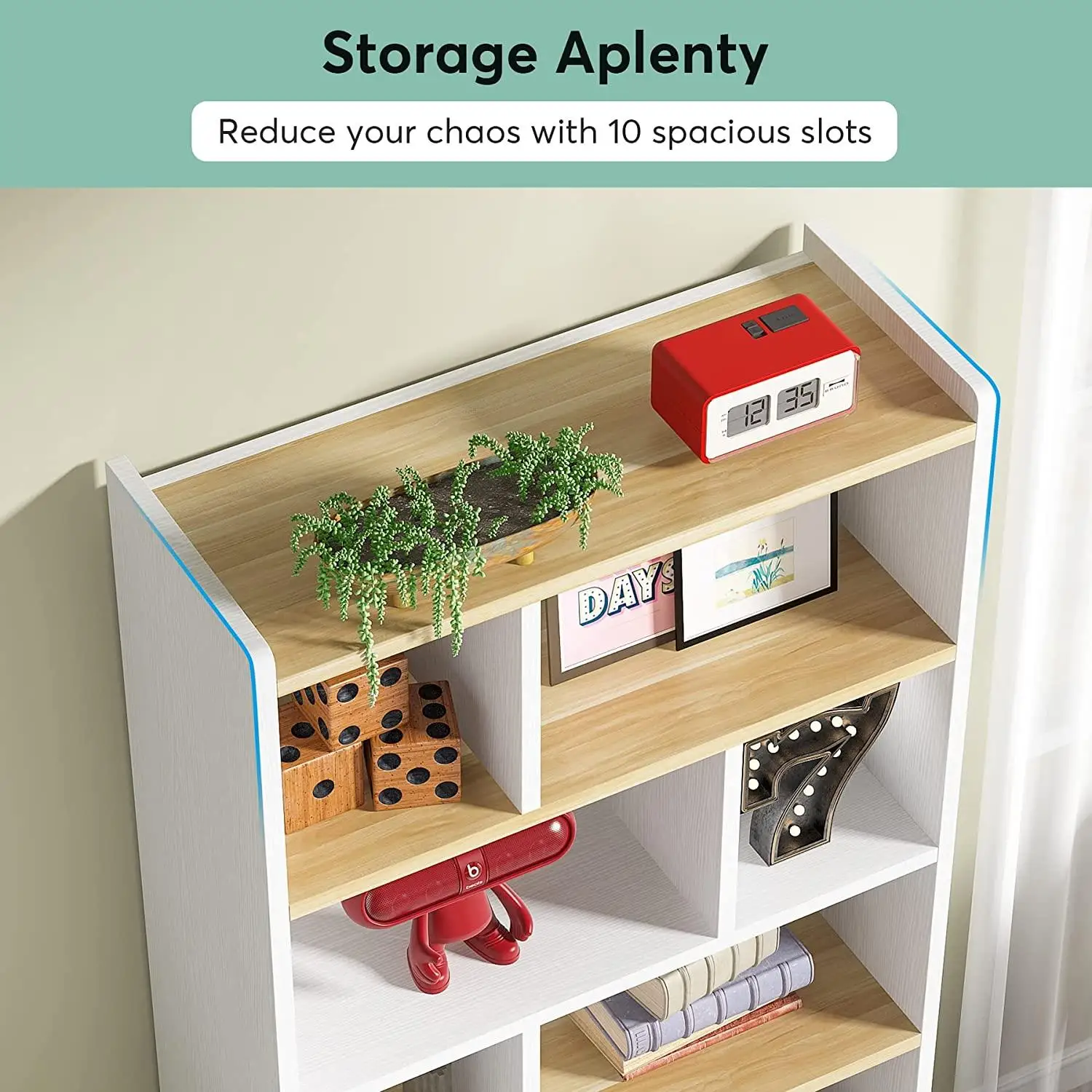 White 6-Tier Modern Tall Bookcase Storage Organizer Bookshelf Display Cabinet for Home Office, Living Room, Bedroom, Library