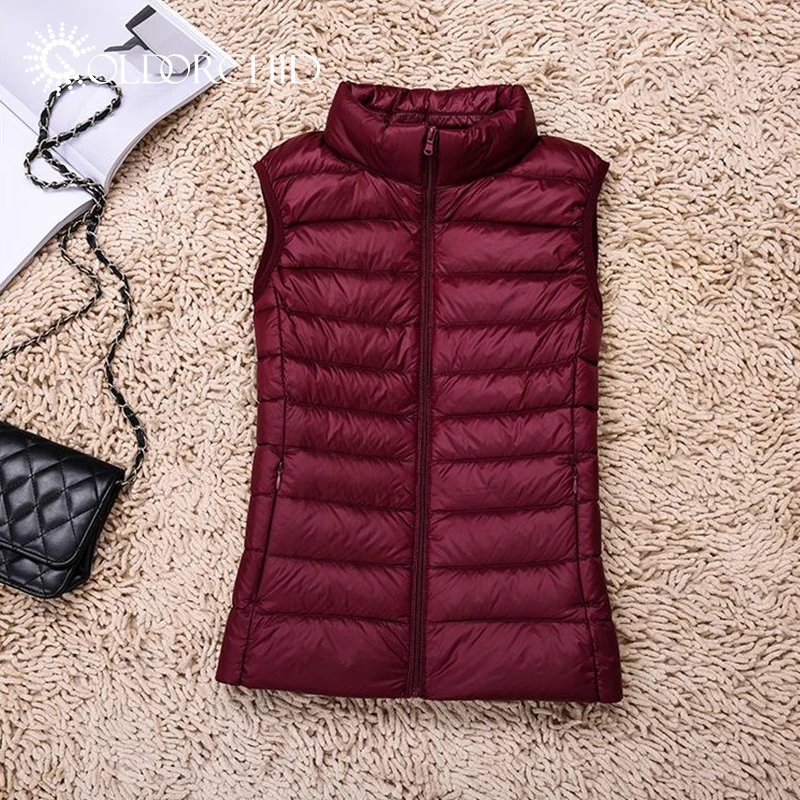 Wholesale Sleeveless Customized Logo Women down vest light duck winter down jacket