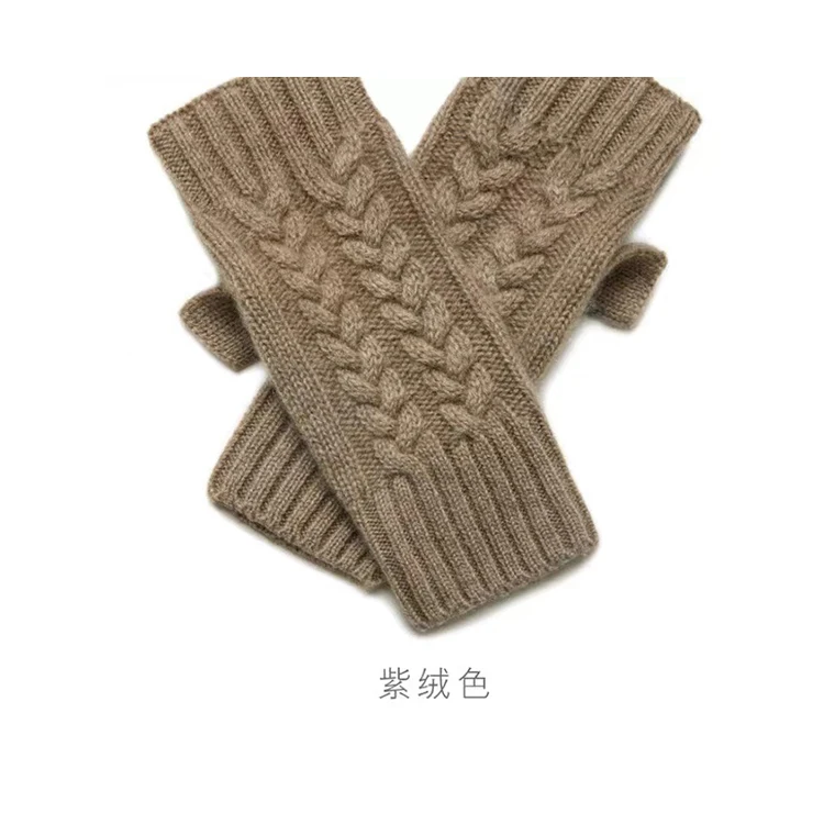 Inner mongolia wholesale knitted mittens women hat cashmere gloves fingerless 100% 2022 with embroidery