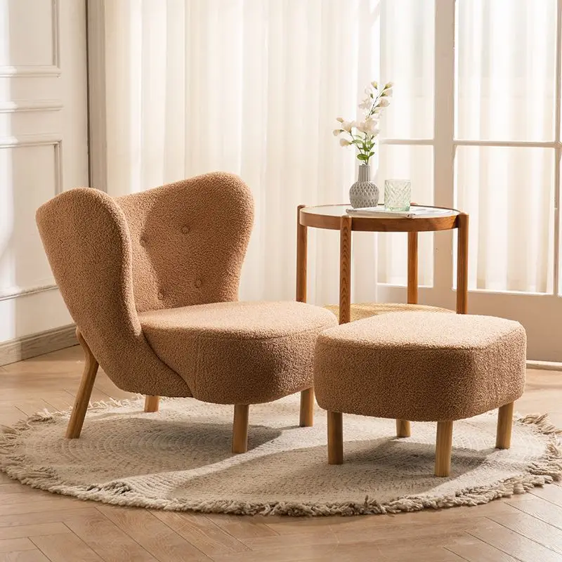 Modern Hotel Furniture Fabric Sofa Chair Casual Middle White Lamb Wool Living Room Upholstered Sofas Chair