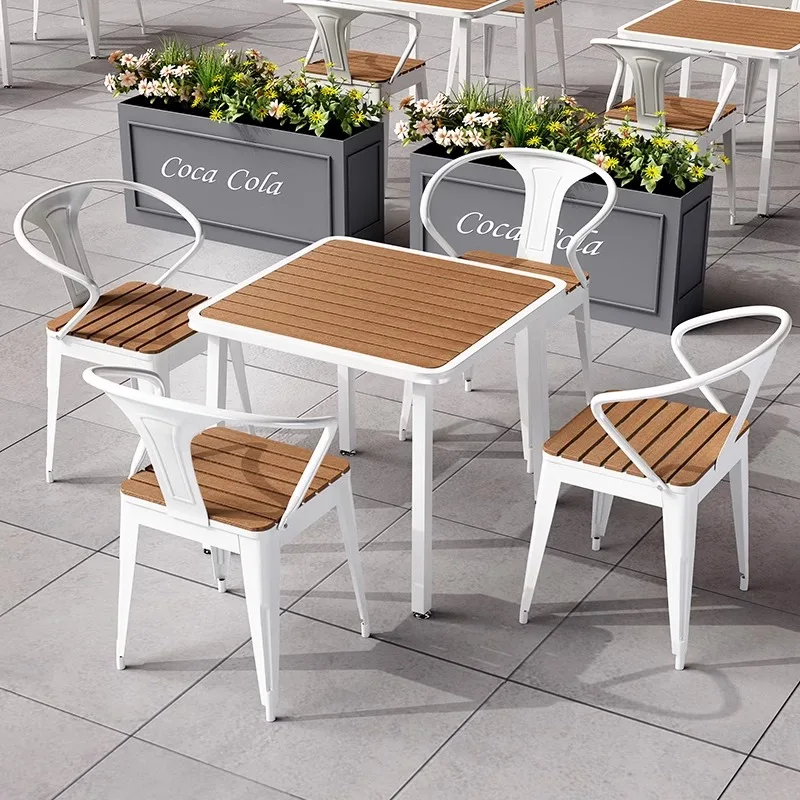 Waterproof Durable Resort Furniture Plastic Wood Restaurant Dining Patio Garden Outdoor Table