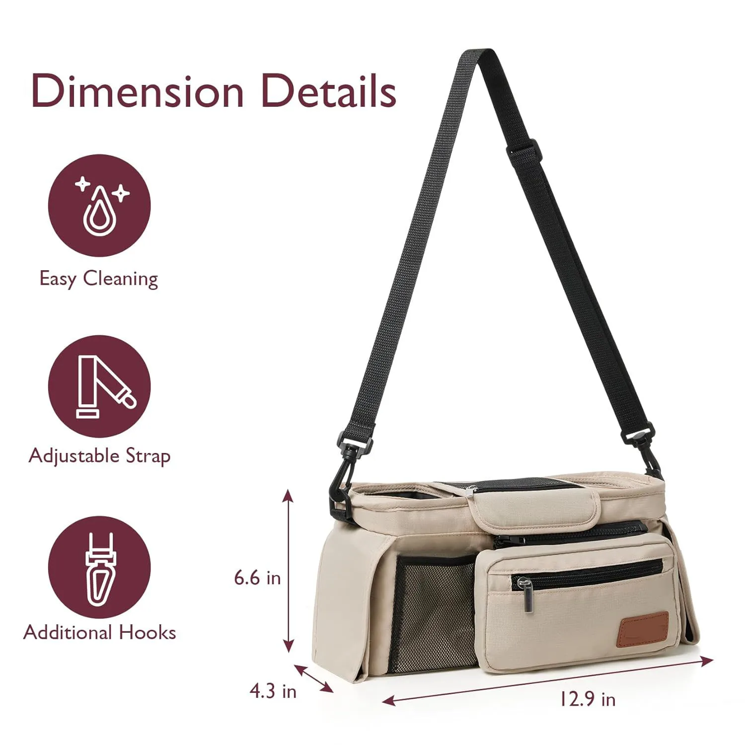 ODM OEM factory custom logo insulated bottle holder baby travel nappy mummy fashion diaper Universal Stroller Organizer