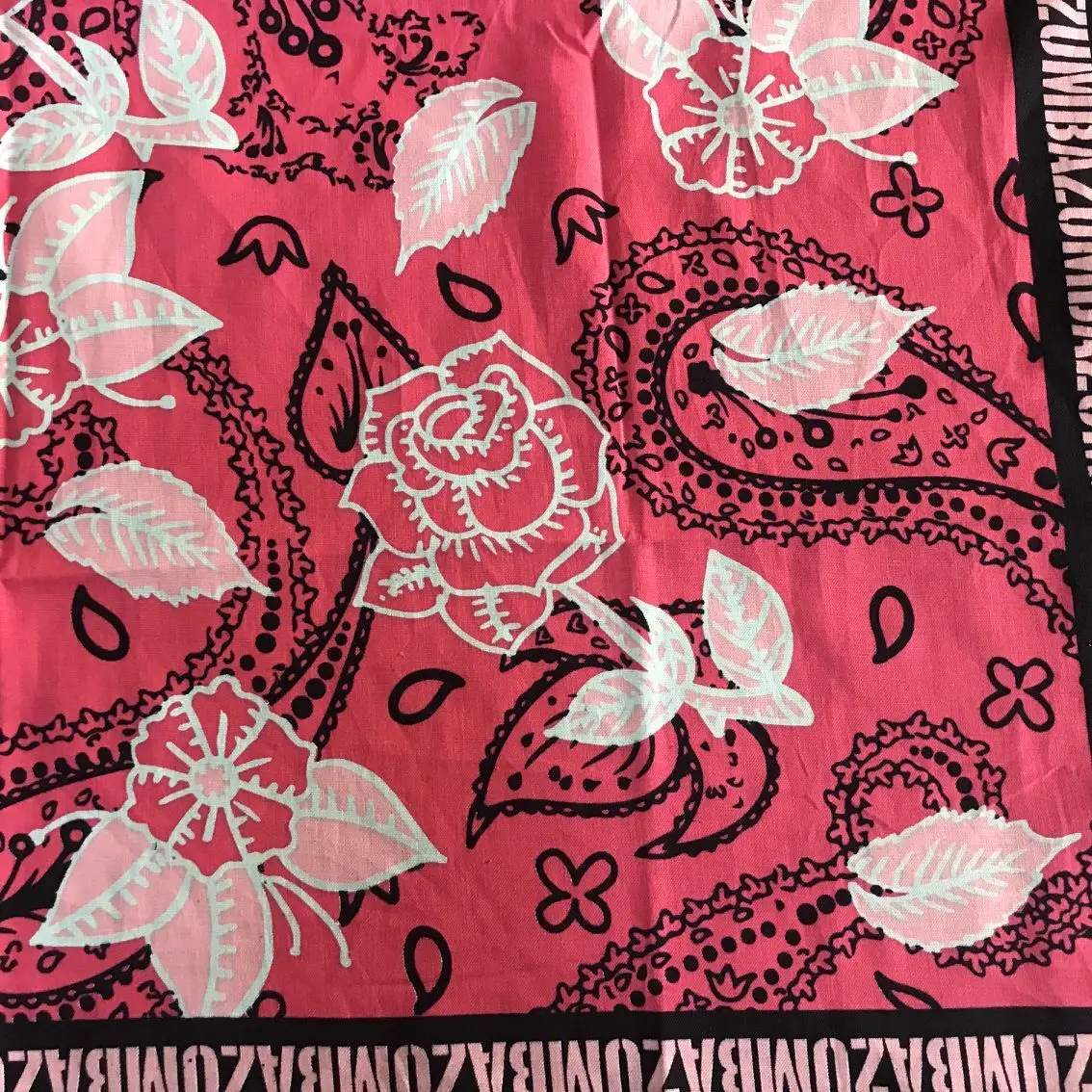 Cotton bandana with floral print, extra large square, size 28x28, 32s, quality standard, custom made