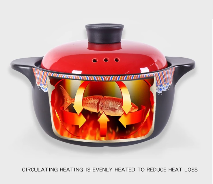 Factory Wholesale Commercial Ceramic Soup Pot Large Cooking Ceramic Pot Red