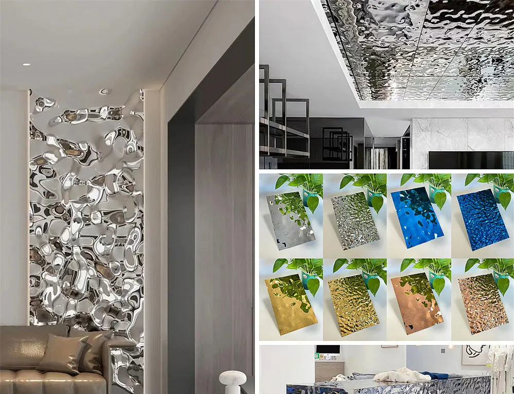 Листы из нержавеющей стали в форме водной волны для кухонной стены Ss201 Ss304, зеркальная декоративная пластина из нержавеющей стали, цена, Волнистый лист