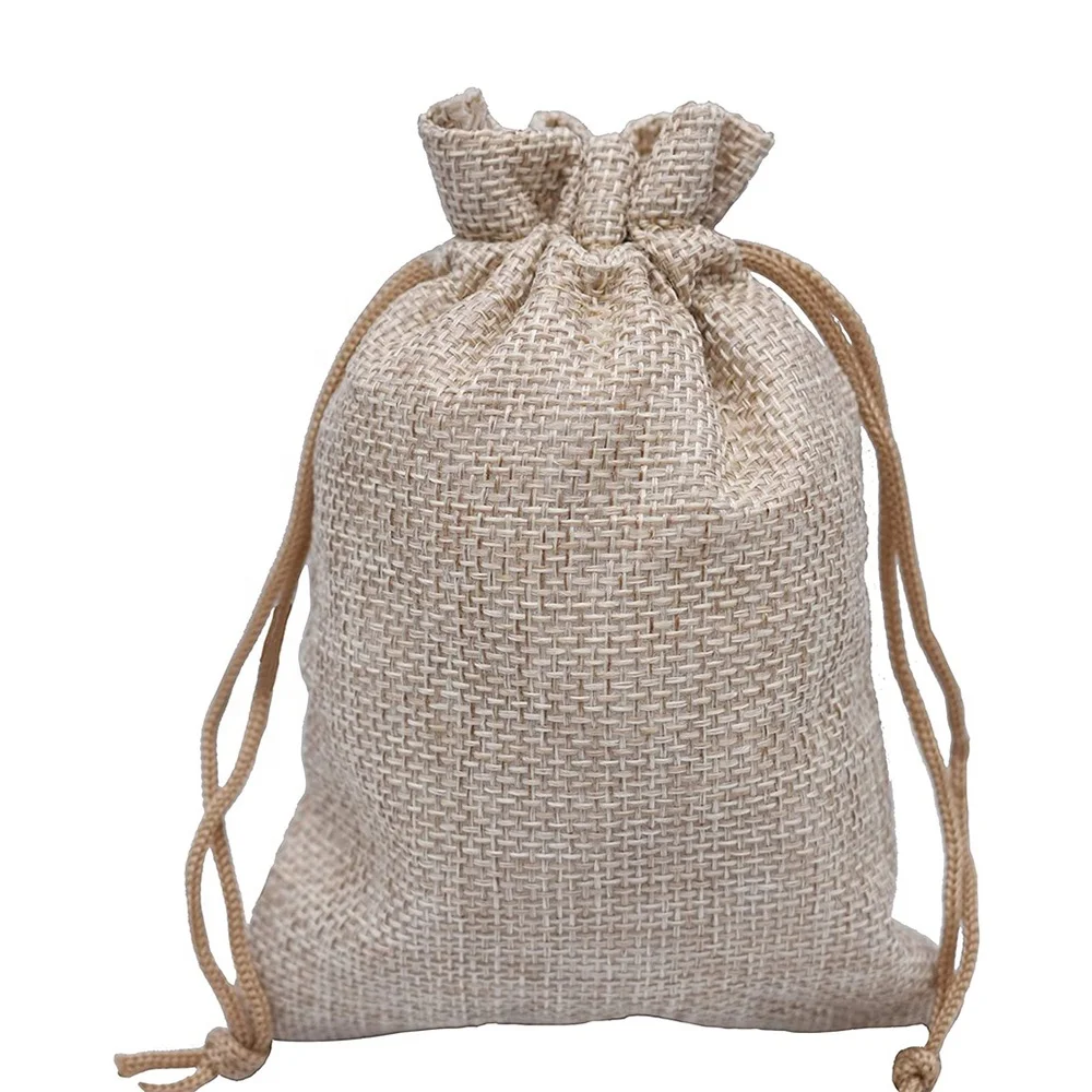 Factory Custom Logo Burlap shopping Drawstring gift Bag Tea Snacks Coffee Beans Packaging Jute Bags