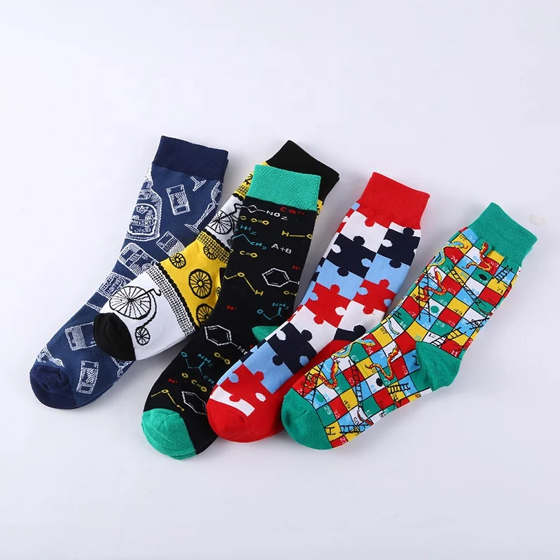 Function geometry tube socks men Europe and the United States street ins trend pure cotton socks wholesale