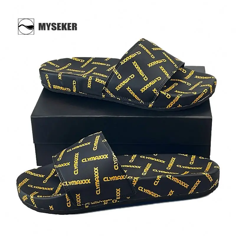 Brand Logo Slippers 3D Rubber Youth Badeschlappen Slides Outdoor Eva Soft Sole Non-Slip Indoor Slippers