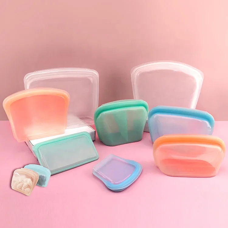 LFGB Multifarious Silicone Food Storage Bag Kitchen Platinum Food-Grade Silicone Reusable Bag