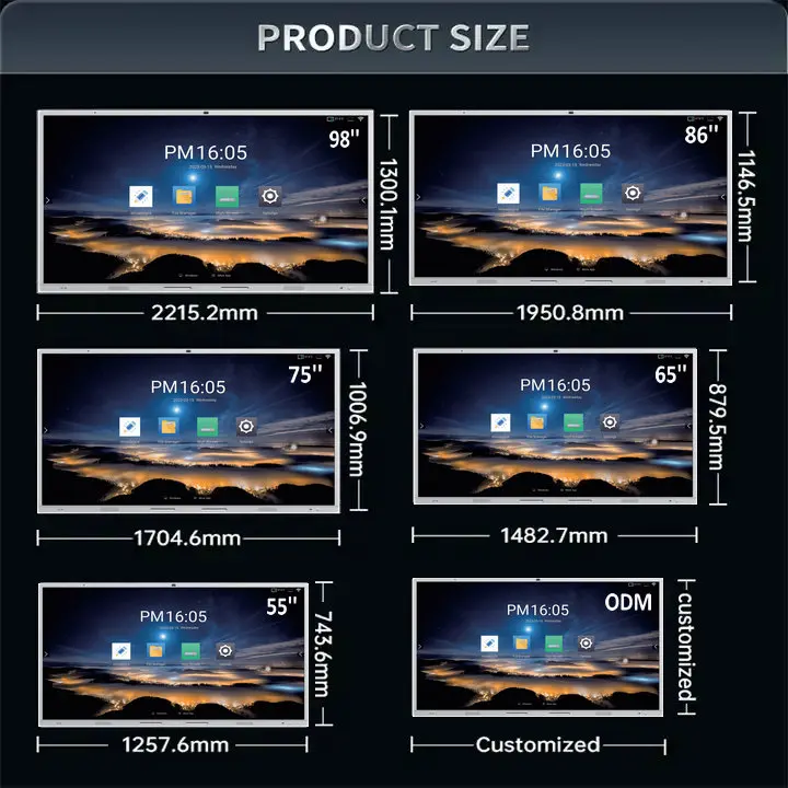 Board Digital Interactive Screen Panel White LED Black Interactive Education Smart Board Interactive Whiteboard 65 Inch RONG-65