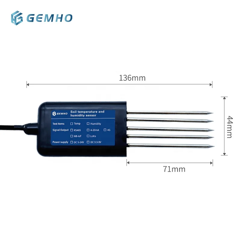 Embedded Type Rs485 7 in 1 Soil 7 Parameters Integrated in 1 Soil Sensor with Temp and humidity Sensor Probe