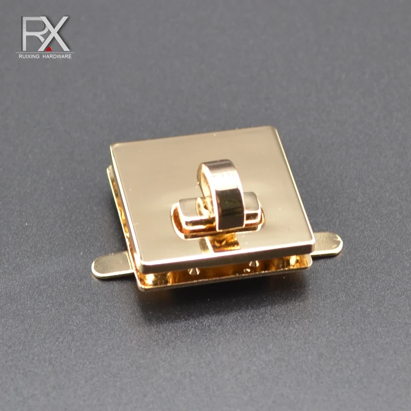 Customizable square twist lock small square turn zinc alloy lock metal clasp handbag lock secure fastener accessories for bag