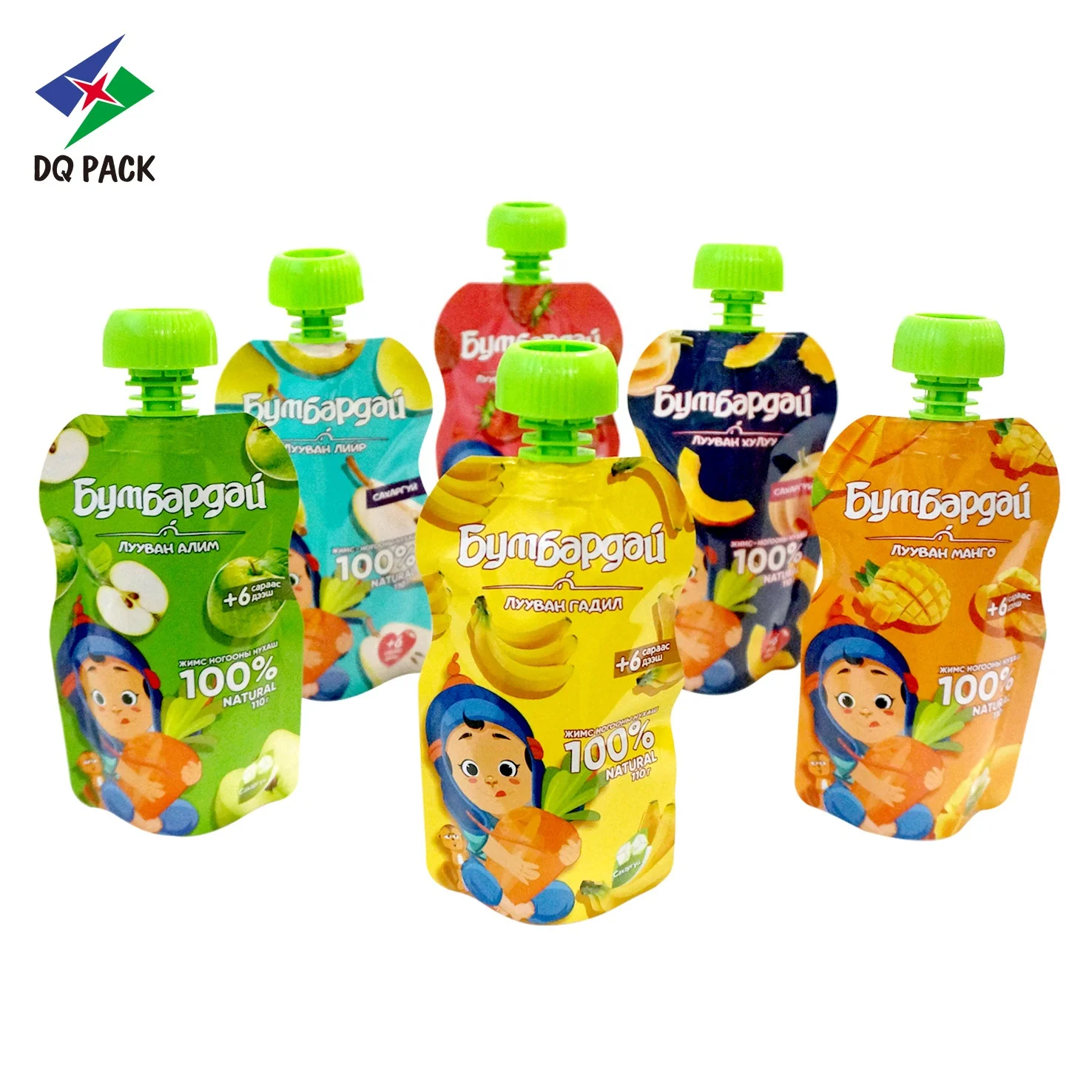 DQ PACK custom  high temperature 121 food grade juicy baby food packaging retort spout pouch stand up pouch