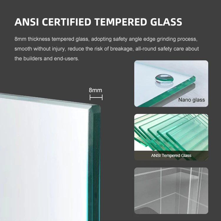 OEM ODM Brushed Nickel Chrome Matt Black Frameless Tempered Glass Sliding Bathroom Bathtub Doors