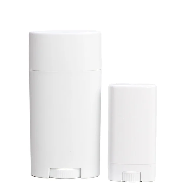 White 20g 50g Oval Flat Twist Up PCR RPP PP Sunblock Deodorant Stick Packaging Container Plastic Body Balm Bottle