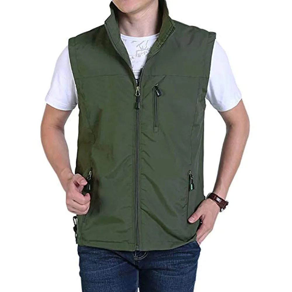 Shinesia мужские жилеты на молнии из лакированной кожи Большие размеры быстросохнущие Стенд воротник Рыбалка Дорожная сумка на каждый день для отдыха на природе с возможностью нанесения производителем личных жилет с застежкой-молнией