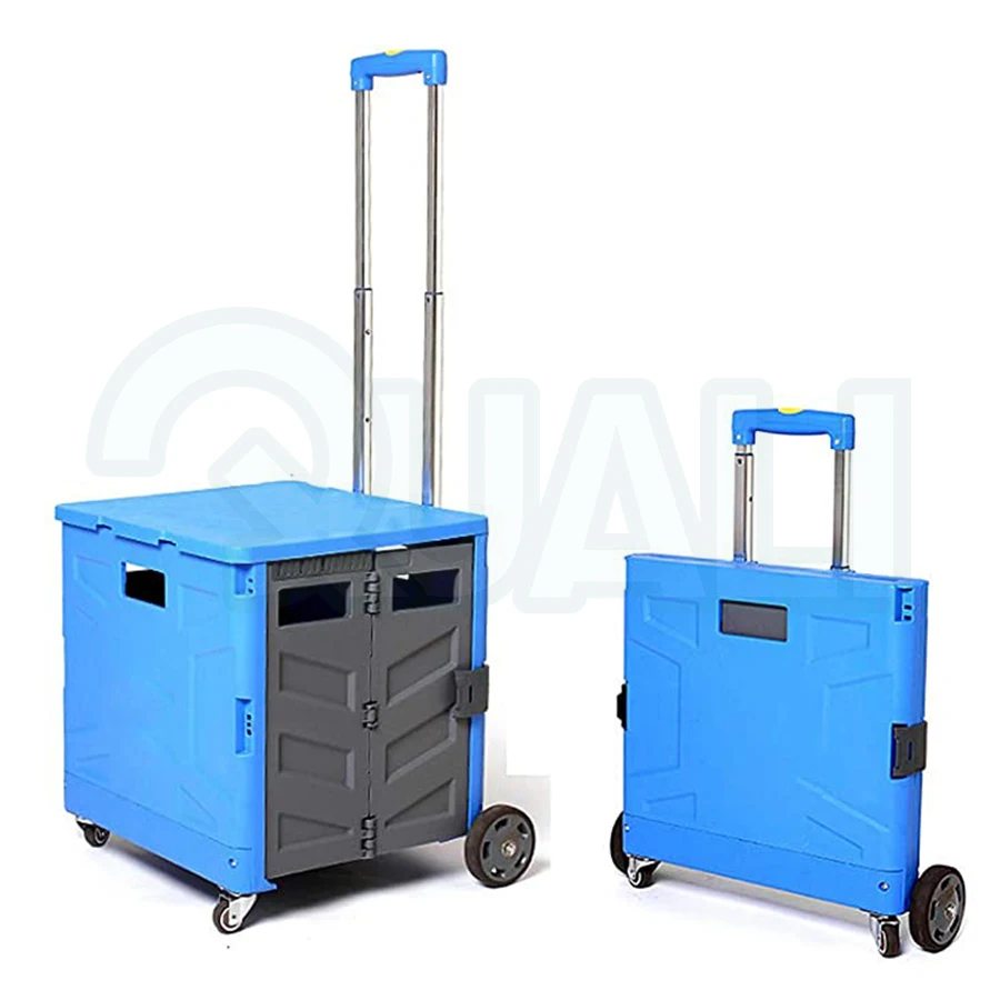 35kg Load Folding Market Trolley PRO Plastic Folding Trolley With Telescopic Aluminium Handle