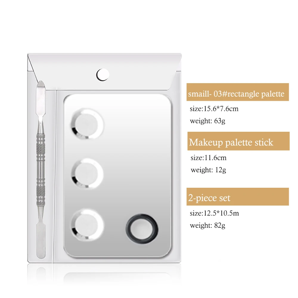 Professional Household Makeup Cosmetic Foundation Spatula Stick Sets Square Multiple Shaped with 3 Grooves Color Mixing Pallet