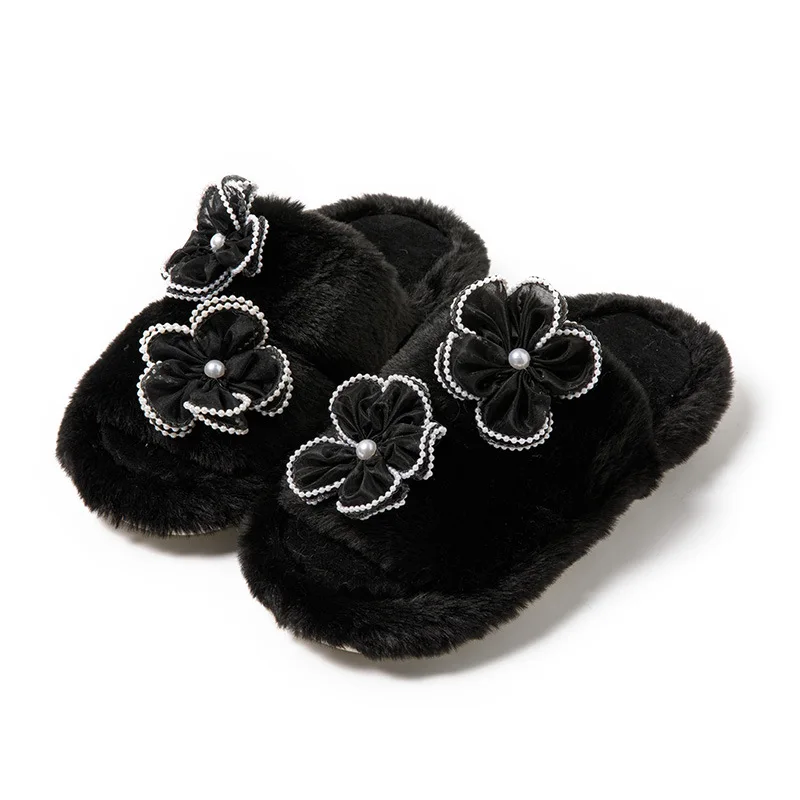 Fast shipping wholesale fluffy fur slides faux fur slippers for women and ladies