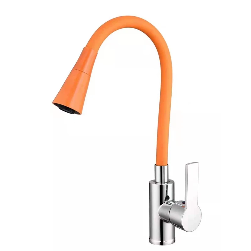 Single Lever Deck Mounted Swiving Silicon Spout Goose Neck Kitchen Faucet