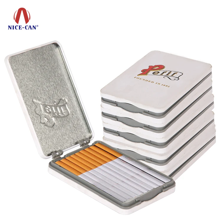China Factory Custom Cigarette Box Hinged Metal Cigarette Case Rectangular Portable Cigarette Tin Box
