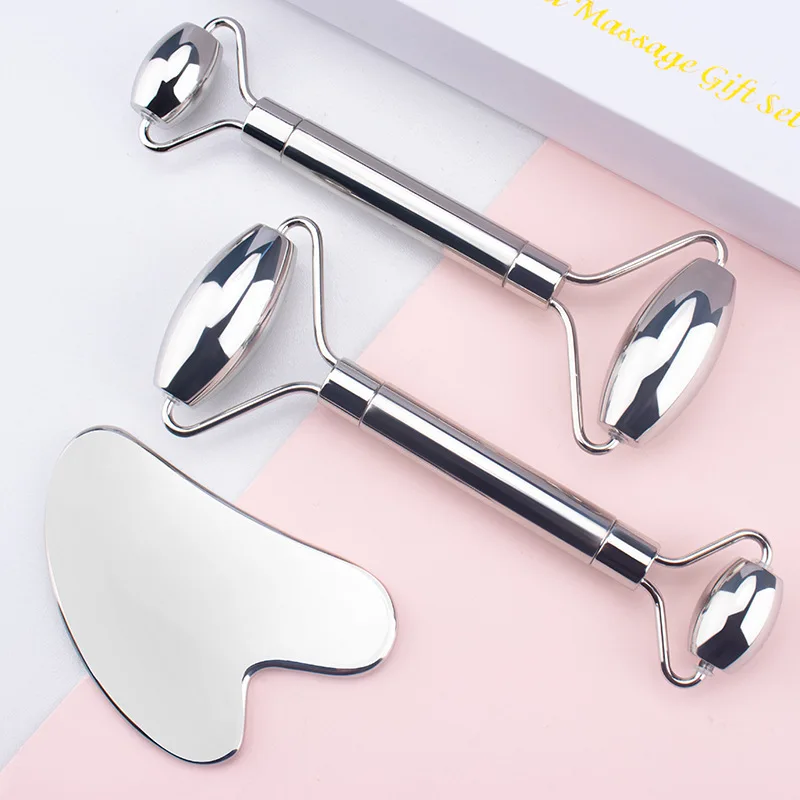 Factory supply natural Stainless steel guasha and face roller body guasha scraping massage tools
