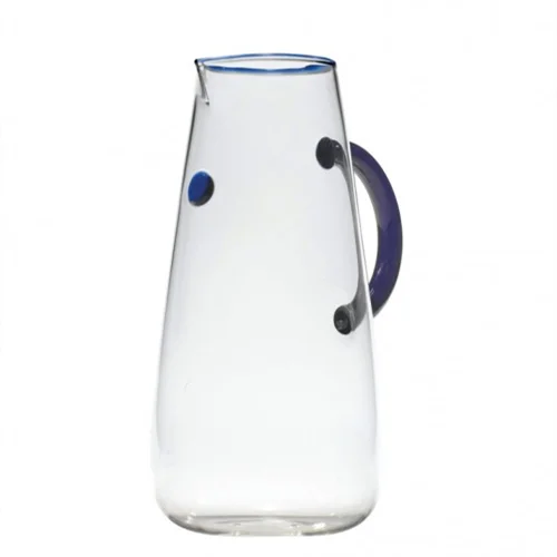 Custom Blown Decorative Heat Resistant Glass Jug Colored Borosilicate Drinking Clear Glass Carafe with Colored Rim