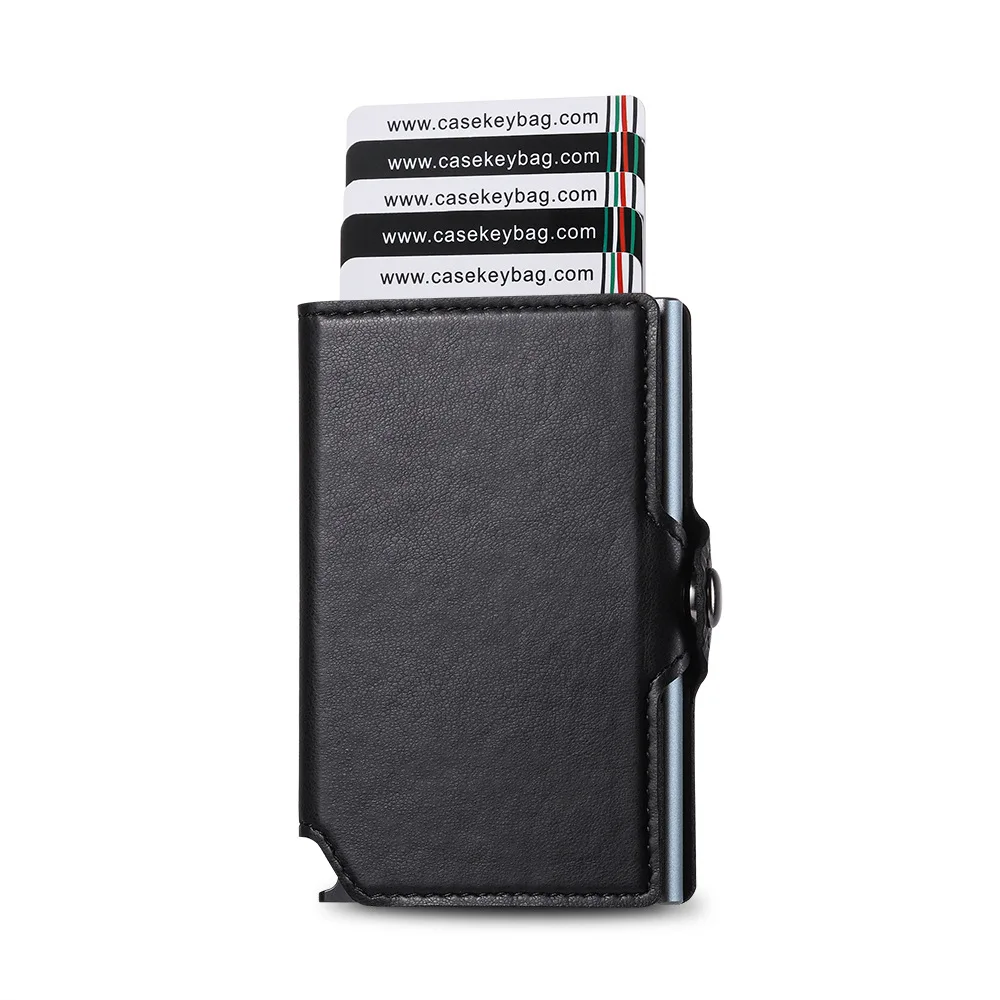 Personalized Gift Slim Minimalist Pop Out Leather Wallet Anti-rfid Pop Out Card Holder Case Billetera De Hombre Con Tarjetero
