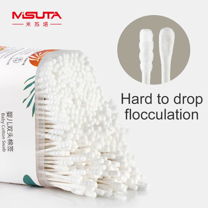 MISUTA Baby  Product Double Heads Ear Clean Cotton swabs Absorbent Cotton Paper Stick Makeup Cotton Buds Swabs 400pcs  200pcs