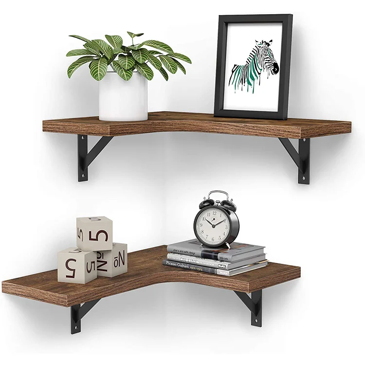 Wood Rustic Corner Floating Shelves Mount Modern Corner Shelf for Bedroom Bathroom Living Room Kitchen Corner Hanging Shelf
