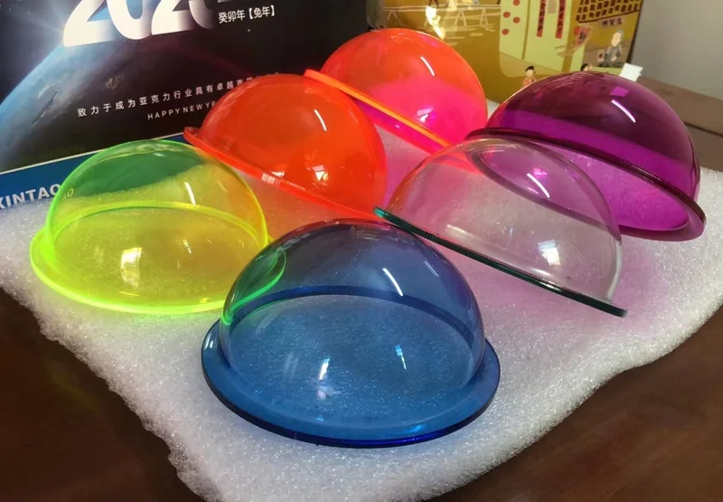 80mm Diameter Acrylic Hemisphere Dome Color Plastic Half Sphere With Flange Customized