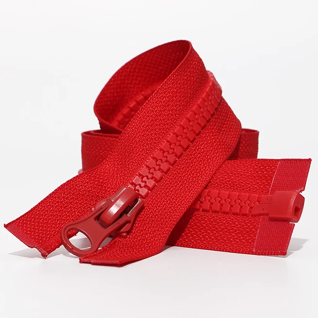 Custom 5# glue teeth common dental resin zipper open end down jacket front access zipper