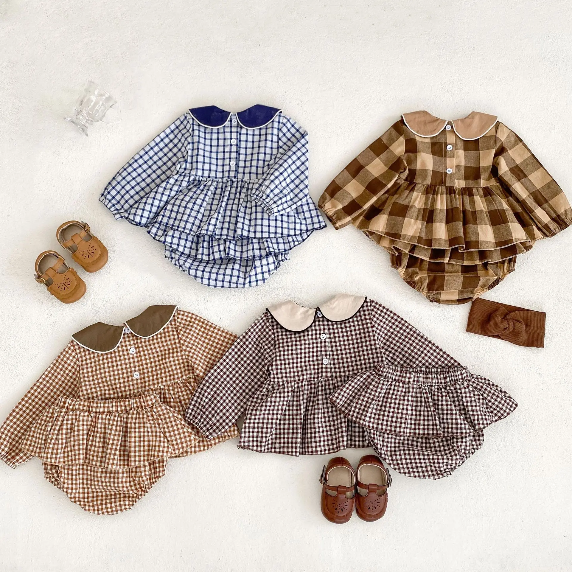 Engepapa autumn newborn cotton floral long sleeve lace top infant loose cute children s clothes baby clothing set 2pcs