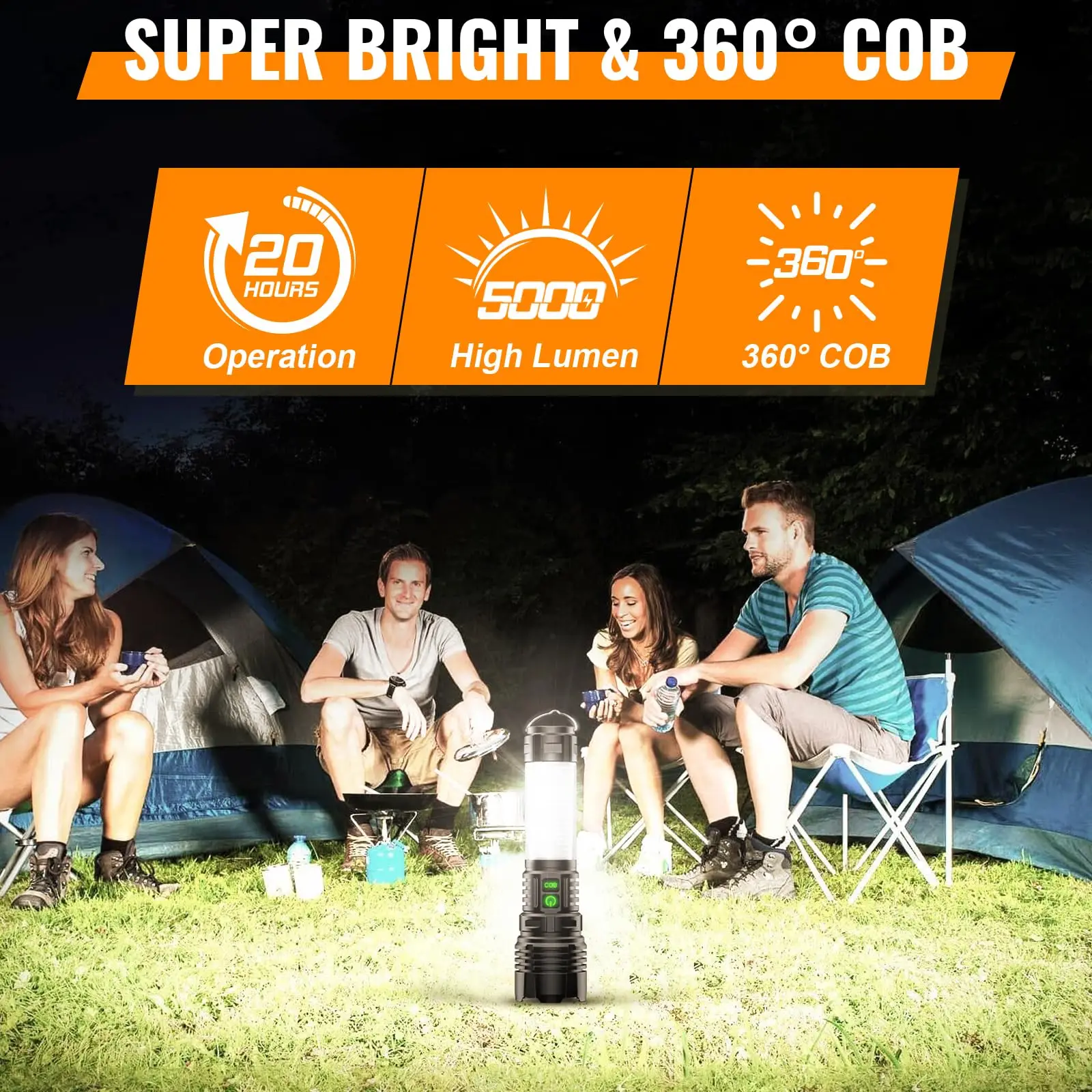 Temu Hot Selling New High Quality White Laser Long Range Rechargeable Outdoor Night Fishing Mountain Climbing Zoom Flashlight