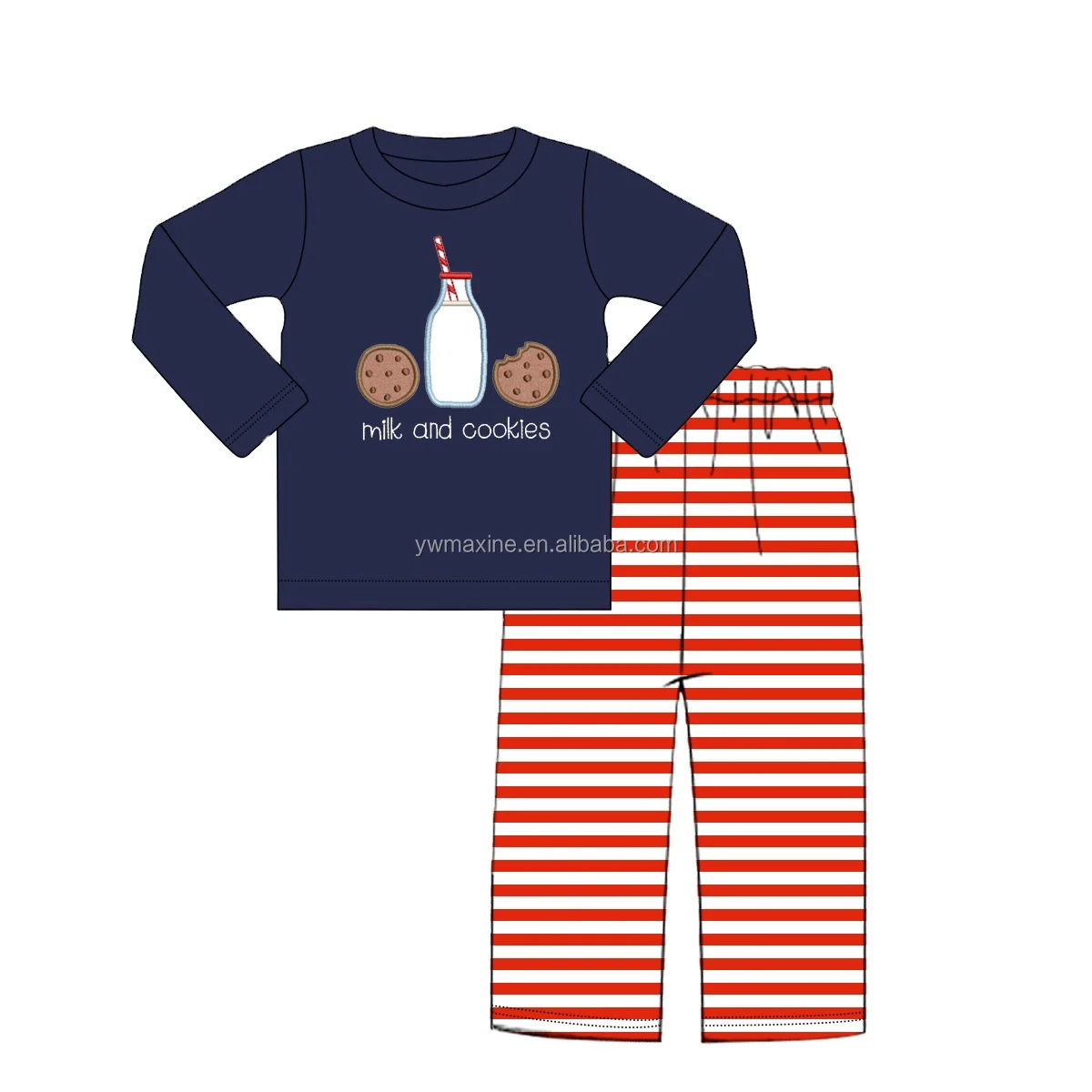 Fall/winter kids clothing unique design knit boy outfits wholesale reindeer & duck applique sets two piece set for boys