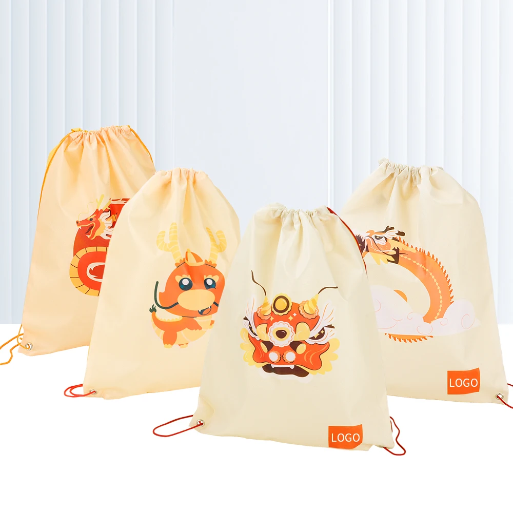 Custom Print Rpet 210D Gym Drawstring Bag Backpack For Outdoor